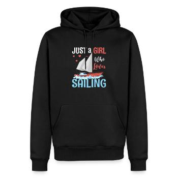 Juste une fille qui aime la voile - Sweat à capuche Premium bio Homme - noir - Devant - Nico (187cm)