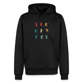 Badminton Spieler Cool Vintage Retro Kunst Sport - Männer Premium Bio Hoodie - Schwarz - Vorne - Nico (187cm)
