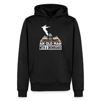 Never Underestimate An Old Man With A Snowboard Sk - Männer Premium Bio Hoodie - Schwarz - Vorne - Nico (187cm)