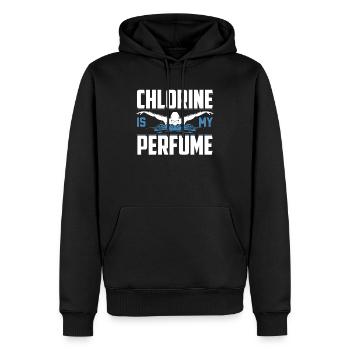 Funny Swimming Swimmer Chlorine Is My Perfume - Men’s Premium Organic Hoodie - black - Front - Nico (187cm)