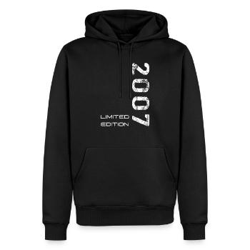 Je suis construit en 2007 - Sweat à capuche Premium bio Homme - noir - Devant - Nico (187cm)