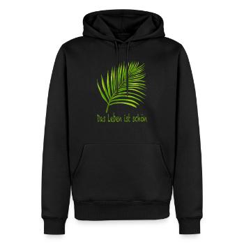 Das Leben ist schön - Männer Premium Bio Hoodie - Schwarz - Vorne - Nico (187cm)