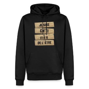 OBV - Je suis Ch’ti et fier de l'être - Sweat à capuche Premium bio Homme - noir - Devant - Nico (187cm)