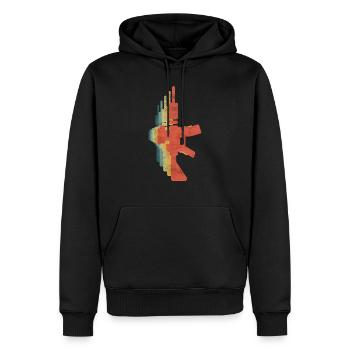 Maschinengewehr Retro Weinlesefarbe - Männer Premium Bio Hoodie - Schwarz - Vorne - Nico (187cm)