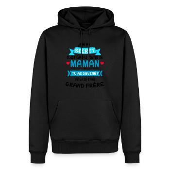 J'ai un SECRET. Il est dans le ventre de MAMAN - Sweat à capuche Premium bio Homme - noir - Devant - Nico (187cm)