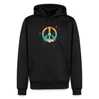Faites la paix et non la guerre - Logo de la paix avec Rose - Sweat à capuche Premium bio Homme - noir - Devant - Nico (187cm)