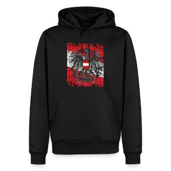 Autriche Chemise Drapeau Armoiries & Aigle - Sweat à capuche Premium bio Homme - noir - Devant - Nico (187cm)