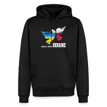 Poland supports Ukraine - Men’s Premium Organic Hoodie - black - Front - Nico (187cm)