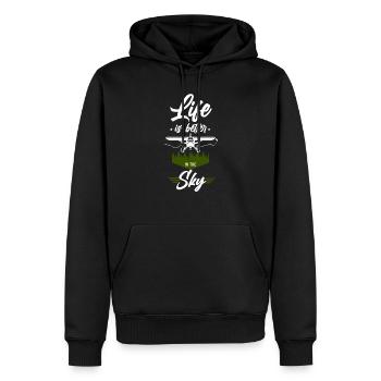 Pilote d’avion Vintage Life Is - Sweat à capuche Premium bio Homme - noir - Devant - Nico (187cm)