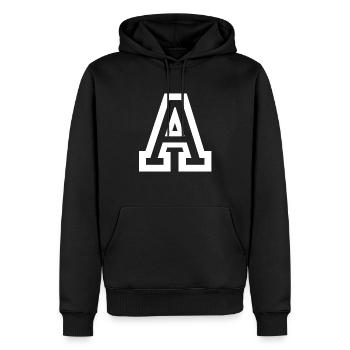 Buchstabe A - Männer Premium Bio Hoodie - Schwarz - Vorne - Nico (187cm)