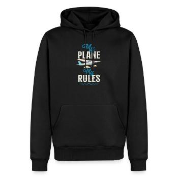 Pilote d’avion Vintage Mon avion Mon - Sweat à capuche Premium bio Homme - noir - Devant - Nico (187cm)