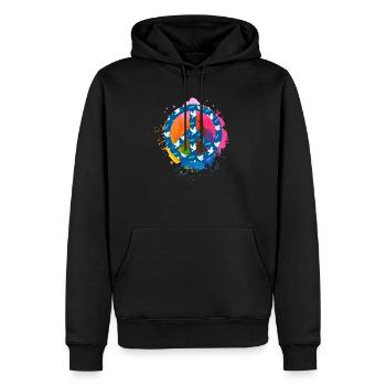 Faites de la paix et non de la guerre - Signe de paix - Paix - Sweat à capuche Premium bio Homme - noir - Devant - Nico (187cm)