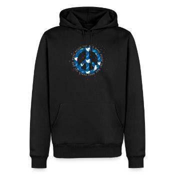 Faites de la paix et non de la guerre - Signe de paix - Paix - Sweat à capuche Premium bio Homme - noir - Devant - Nico (187cm)