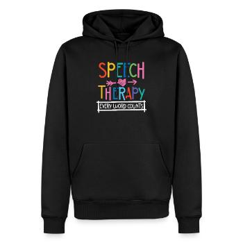Orthophonie Chaque mot compte - Sweat à capuche Premium bio Homme - noir - Devant - Nico (187cm)