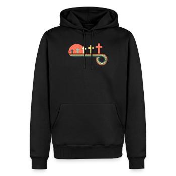 Christian Cross Symbol Vintage Puesta de sol - Sweat à capuche Premium bio Homme - noir - Devant - Nico (187cm)