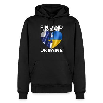 Finnland unterstützt die Ukraine - Männer Premium Bio Hoodie - Schwarz - Vorne - Nico (187cm)