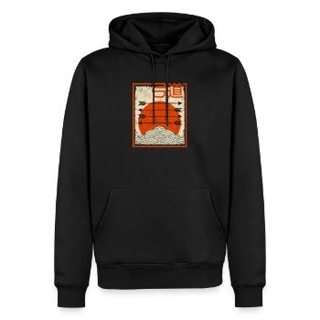 Retro Japanisches Bogenschießen Kyudo Bogen Pfeil - Männer Premium Bio Hoodie - Schwarz - Vorne - Nico (187cm)