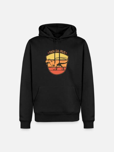 Vater Papasaurus - Männer Premium Bio Hoodie - Schwarz