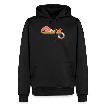 Pelican retro vintage puesta de sol arco iris - Sweat à capuche Premium bio Homme - noir - Devant - Nico (187cm)