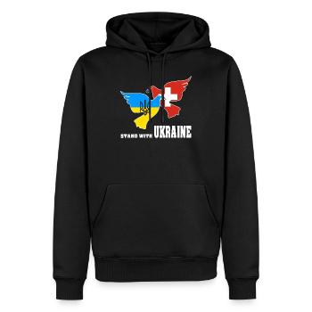 Ukraine - Sweat à capuche Premium bio Homme - noir - Devant - Nico (187cm)