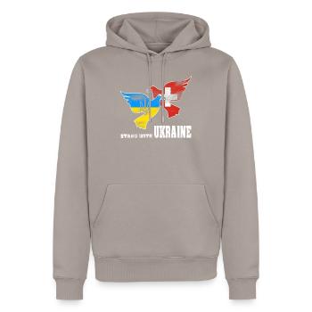 Ukraine - Männer Premium Bio Hoodie - Taupe - Vorne - Nico (187cm)
