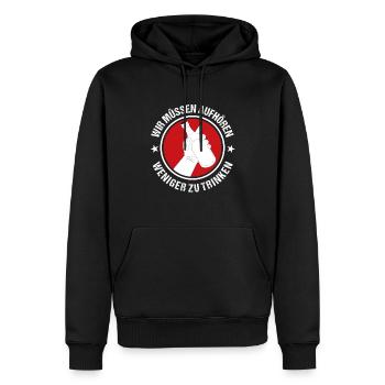 Wir müssen aufhören weniger zu Trinken - Männer Premium Bio Hoodie - Schwarz - Vorne - Nico (187cm)