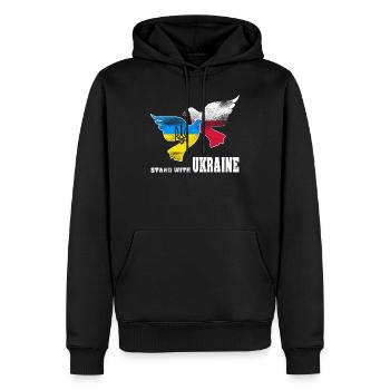 Ukraine - Sweat à capuche Premium bio Homme - noir - Devant - Nico (187cm)