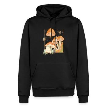 Cottagecore aesthetic Frosch mit Pilzen cottage - Männer Premium Bio Hoodie - Schwarz - Vorne - Nico (187cm)