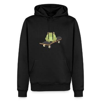 Lustiger Frosch Skateboard Cooler Froschliebhaber Amphibie - Männer Premium Bio Hoodie - Schwarz - Vorne - Nico (187cm)