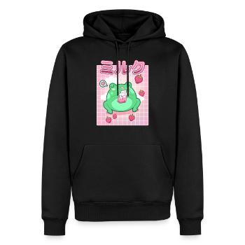 Drôle de grenouille lait de fraise Cool Amphibian Lover - Sweat à capuche Premium bio Homme - noir - Devant - Nico (187cm)