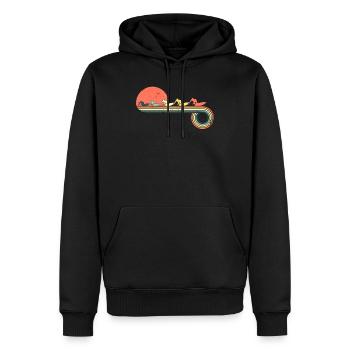 Surfing Surfer Board Retro Vintage Sunset Rainbow - Men’s Premium Organic Hoodie - black - Front - Nico (187cm)