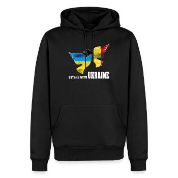 Ukraine - Sweat à capuche Premium bio Homme - noir - Devant - Nico (187cm)