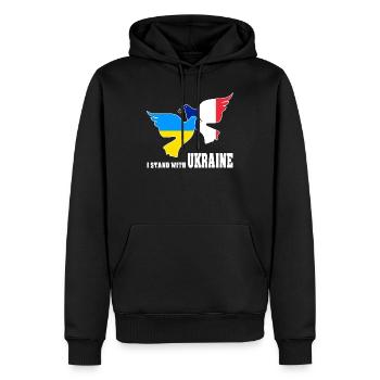 Ukraine - Men’s Premium Organic Hoodie - black - Front - Nico (187cm)