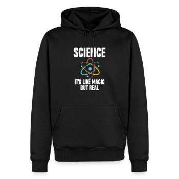 La science c’est comme de la magie mais réelle - Sweat à capuche Premium bio Homme - noir - Devant - Nico (187cm)