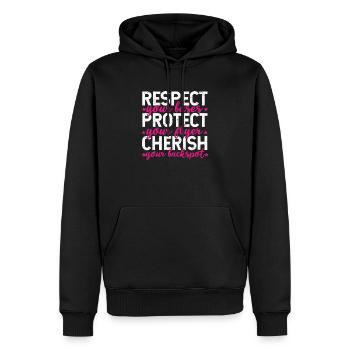 Respectez vos bases Protégez votre flyer - Sweat à capuche Premium bio Homme - noir - Devant - Nico (187cm)