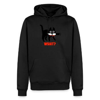 Quel chat - Sweat à capuche Premium bio Homme - noir - Devant - Nico (187cm)