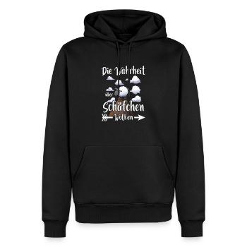 Schäfchenwolken - Lustiges Schaf - Männer Premium Bio Hoodie - Schwarz - Vorne - Nico (187cm)