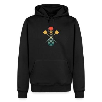 Darts Schädel Lustige gekreuzte Dart Bullseye - Männer Premium Bio Hoodie - Schwarz - Vorne - Nico (187cm)