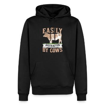Easily Distracted By Cows Cattle Farmer Farm Anima - Männer Premium Bio Hoodie - Schwarz - Vorne - Nico (187cm)