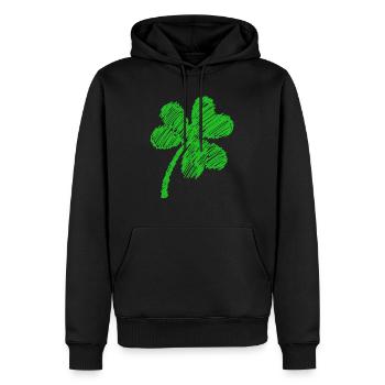 griffonnage vert trèfle à trois feuilles - Sweat à capuche Premium bio Homme - noir - Devant - Nico (187cm)