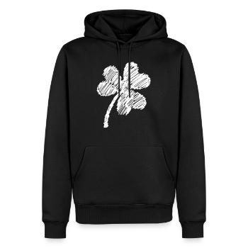 dreiblättriges Kleeblatt Weiß Gekritzel - Männer Premium Bio Hoodie - Schwarz - Vorne - Nico (187cm)