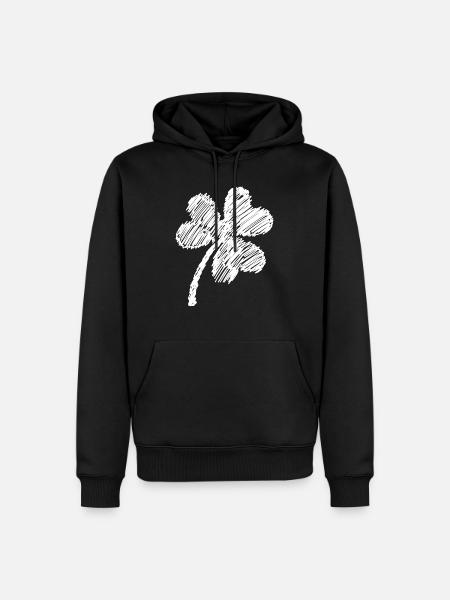three-leaf clover white doodle - Men’s Premium Organic Hoodie - black