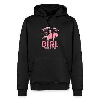 I Know I Ride Like A Girl Try To Keep Up Jockey H - Männer Premium Bio Hoodie - Schwarz - Vorne - Nico (187cm)