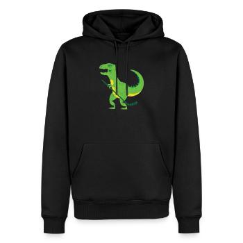 Hockeysaurus Dinosaurier Eishockeyspieler Winter - Männer Premium Bio Hoodie - Schwarz - Vorne - Nico (187cm)