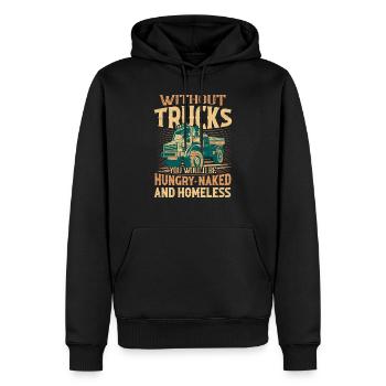 Sans camions, vous auriez faim camionneur nu - Sweat à capuche Premium bio Homme - noir - Devant - Nico (187cm)