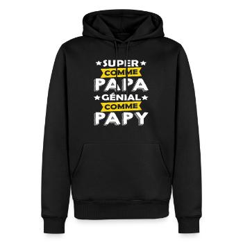 super papa et papy génial - Sweat à capuche Premium bio Homme - noir - Devant - Nico (187cm)
