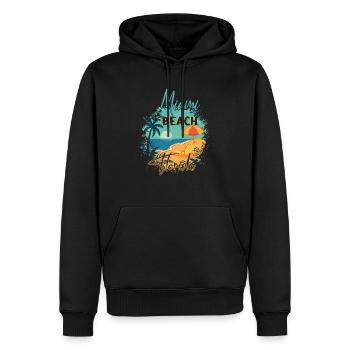 Retro Cool Miami Florida Beach Summer Vacation - Männer Premium Bio Hoodie - Schwarz - Vorne - Nico (187cm)