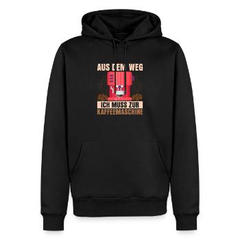Aus dem Weg ich muss zur Kaffeemaschine Kaffeelieb - Männer Premium Bio Hoodie - Schwarz - Vorne - Nico (187cm)