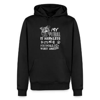 My Pitbull is harmless Worrry About Quote Dog - Men’s Premium Organic Hoodie - black - Front - Nico (187cm)