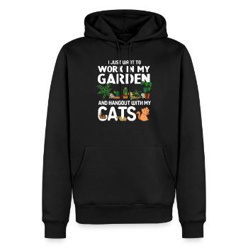 Arbeite in meinem Garten und hänge mit meinen Katzen zusammen - Männer Premium Bio Hoodie - Schwarz - Vorne - Nico (187cm)